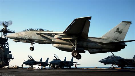 F-14 Tomcat landing on an aircraft carrier